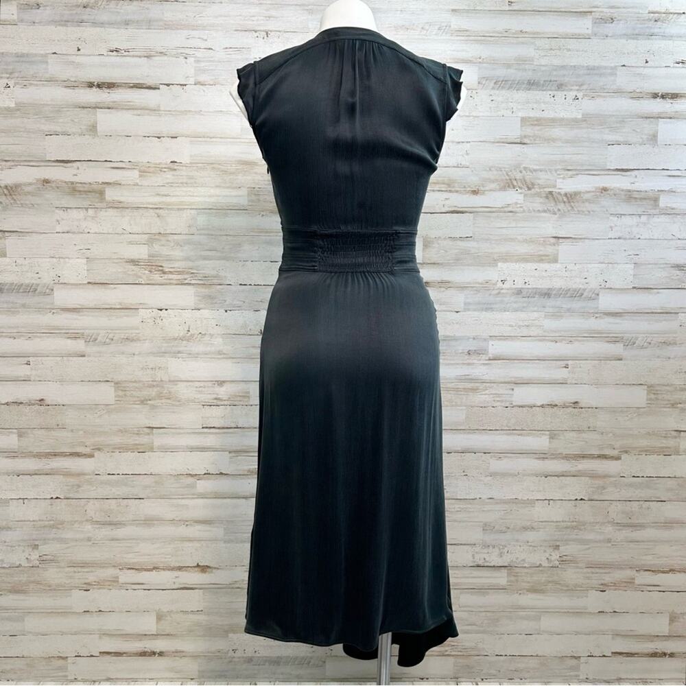 BA&SH Coralie Faux Wrap Dress Size 4 Int'l XS Black Asymmetrical Sleeveless - Picture 11 of 16